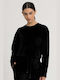 Etre Women's Crop Top Velvet Long Sleeve black