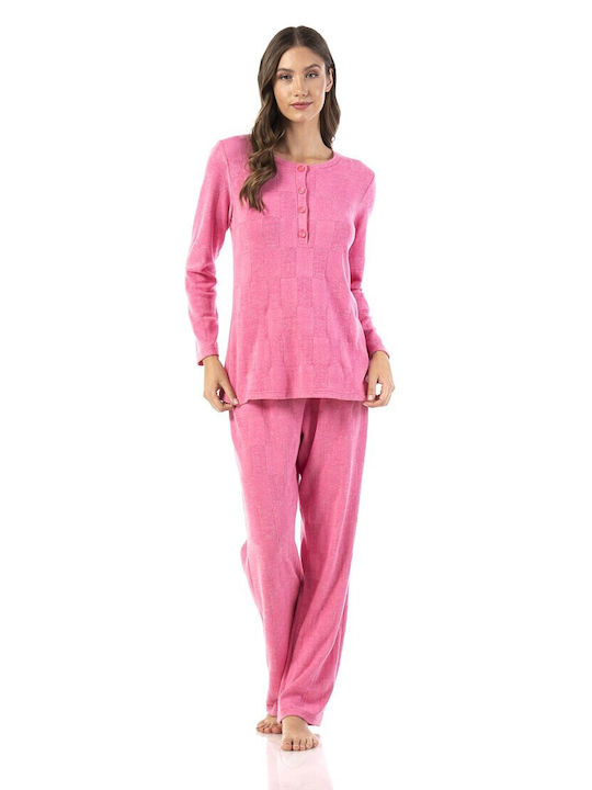 Secret Point Winter Women's Pyjama Set Fleece Fuchsia