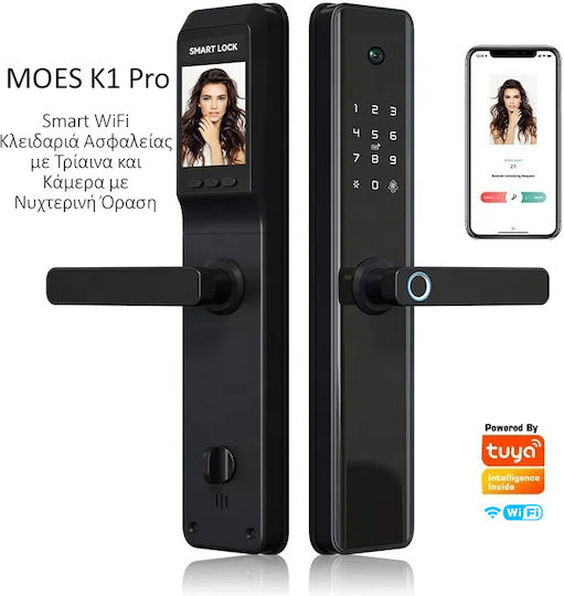 MOES Ηλεκτρονική Κλειδαριά K1 Pro 24X240 σε χρώμα Μαύρο με Σύνδεση Wi-Fi