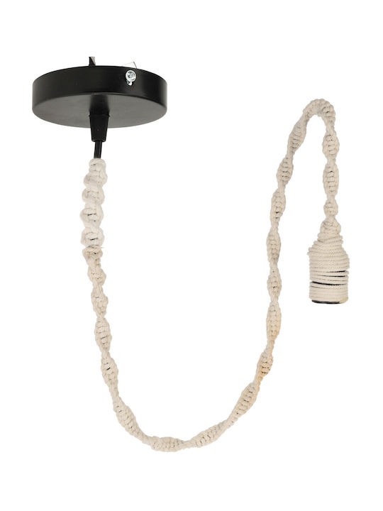 Koopman Pendant Light White with Rope for Socket E27