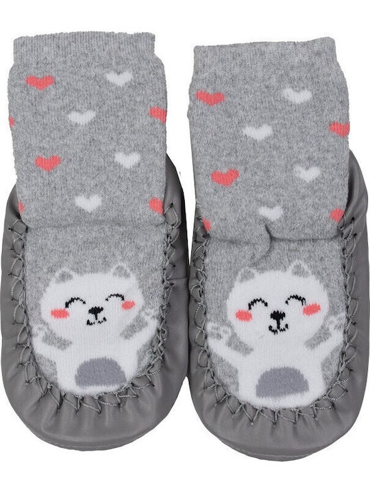 Miniworld Lange Kinder Haussocken Gray