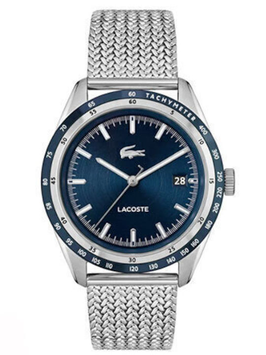 Lacoste Everett Men's Watch 40mm Chronograph Battery with Silver Metal Bracelet