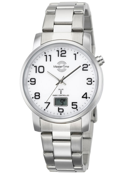 Master Time Ανδρικό Ρολόι 41mm Μπαταρίας Ασημί