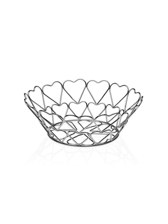 Versa Fruit Bowl Metallic Silver 26x10x26cm