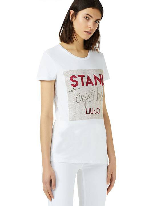 Liu Jo Moda Damen T-shirt BIANCO OTT