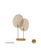 GloboStar Azul Holz Tischlampe für Fassung E27 mit Beige Schirm und Basis