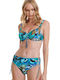 Underwire Bikini Set Bra & Slip Bottom with Laces with Adjustable Straps Wild Blue Animal Print