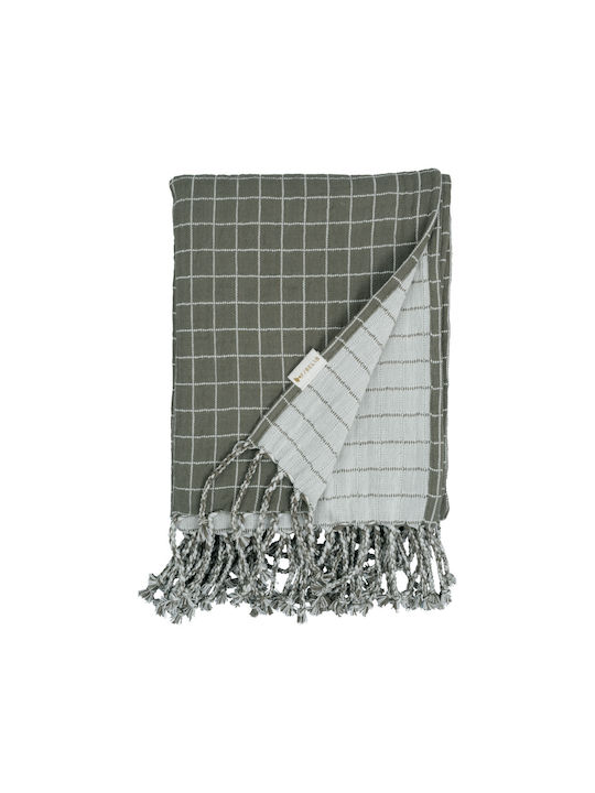 Blanket Nursery Swaddling Blankets Grid Khaki Olive 80x110cm