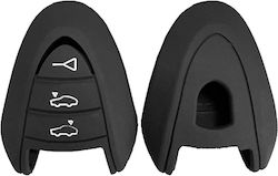 Silicone Car Key Cover Case with 3 Buttons for Porsche Black