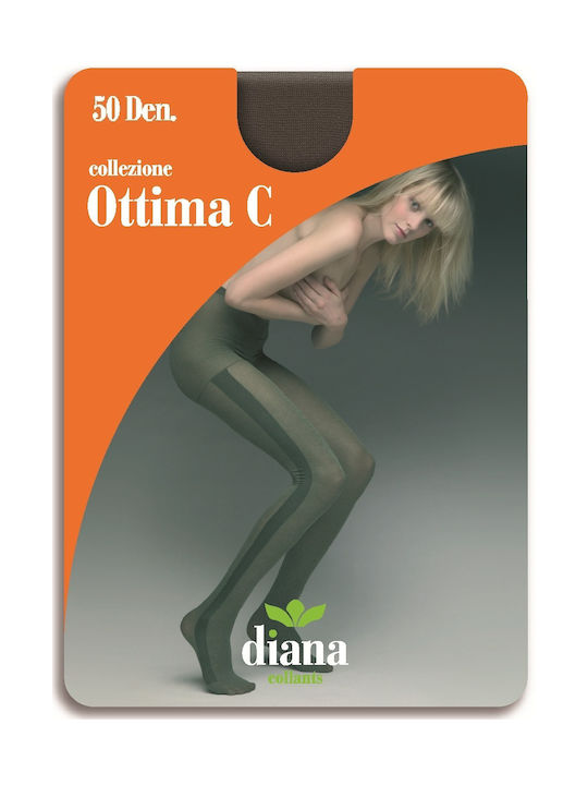 Diana Women's Pantyhose Opaque 50 Den Charcoal Striped