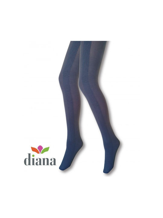 Diana Women's Pantyhose Opaque 50 Den Blue Jeans Striped