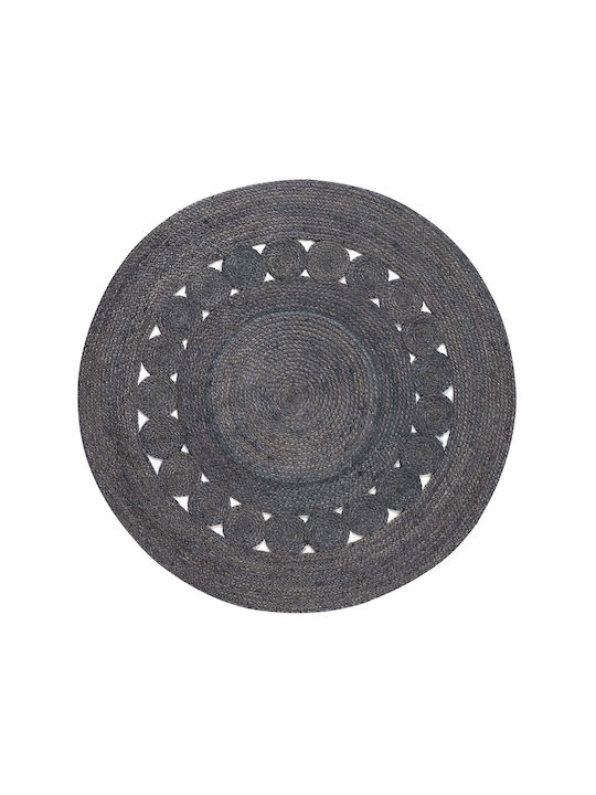 Silk Fashion 1768 Χαλί Στρογγυλό Καλοκαιρινό από Γιούτα Dark Grey Φ120cm