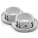 Pet Camelot Cats in Love Plastic Food and Water Bowl for Dog and Cat with Stand 2x 350ml in White Color