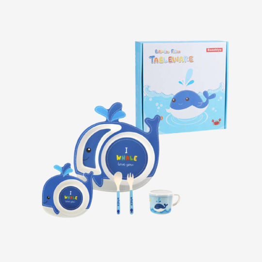 Baby Cloud Σετ Φαγητού Φάλαινα από Bamboo Μπλε 5τμχ