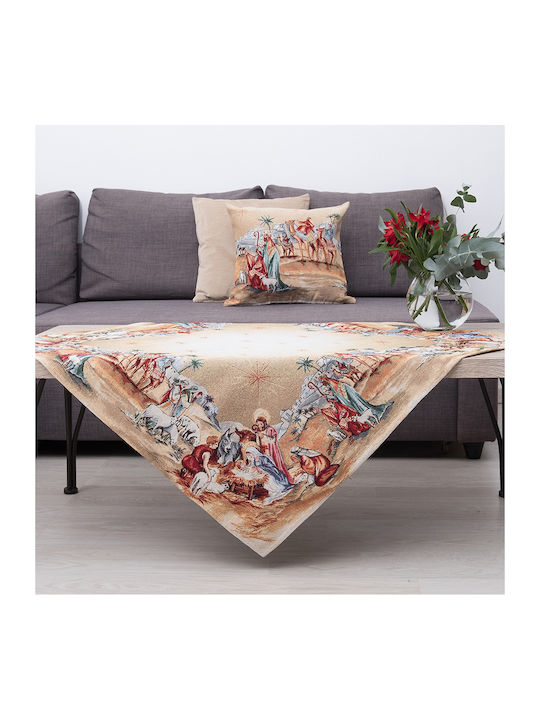 Dimeco Ornament de Crăciun Față de masă Pătrat Material textil M100xL100cm 1buc