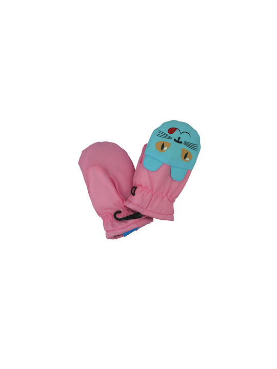 CHILDREN'S SNOW GLOVE IN PINK WITH SILK WITH LINING 167064206345