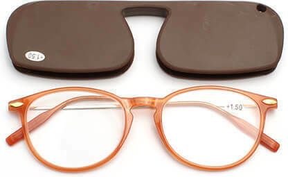 Moscow Mule Slim Reading Glasses +2.50 Pocket in Brown Color MM/SlimOvalBrown/+2.50