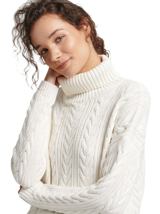 Superdry Cable Damen Langarm Pullover White winter white.