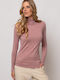 Heavy Tools Women's Long Sleeve Pullover Turtleneck Pink