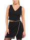 Women's Blouse Sleeveless with V Neckline Black