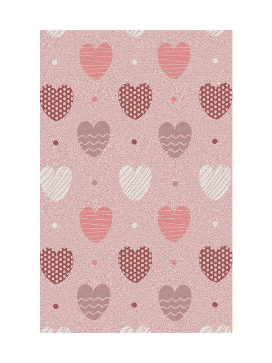 Klonaras 145 Kids Rug Hearts Pink Per Meter Thickness 10mm