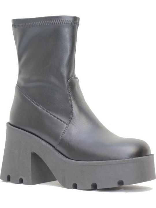 Leder Stiefeletten Damen Schwarz