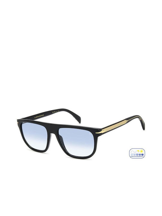 David Beckham Men's Sunglasses with Black Plastic Frame and Blue Gradient Lens DB 7111/S 807/F9