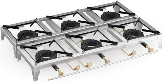 Thermogatz GX60 Lackierung Countertop Burner Flüssiggas with 6 Burners Inox