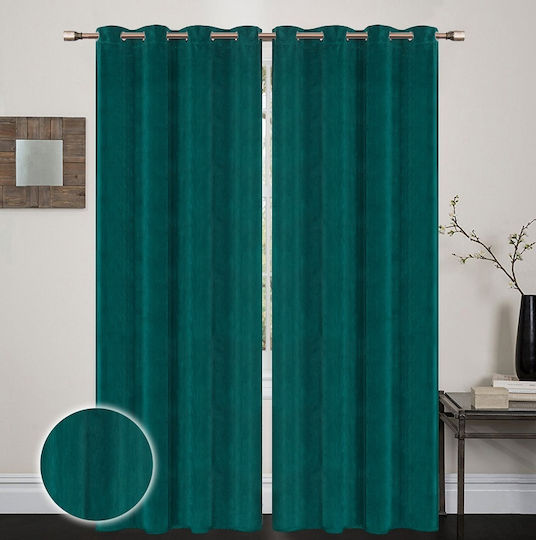 Vasilas Home Grommet Green Curtain 140x270cm