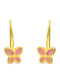 Goldjewels Επιχρυσωμένα Παιδικά Σκουλαρίκια Κρεμαστά Πεταλούδες από Ασήμι
