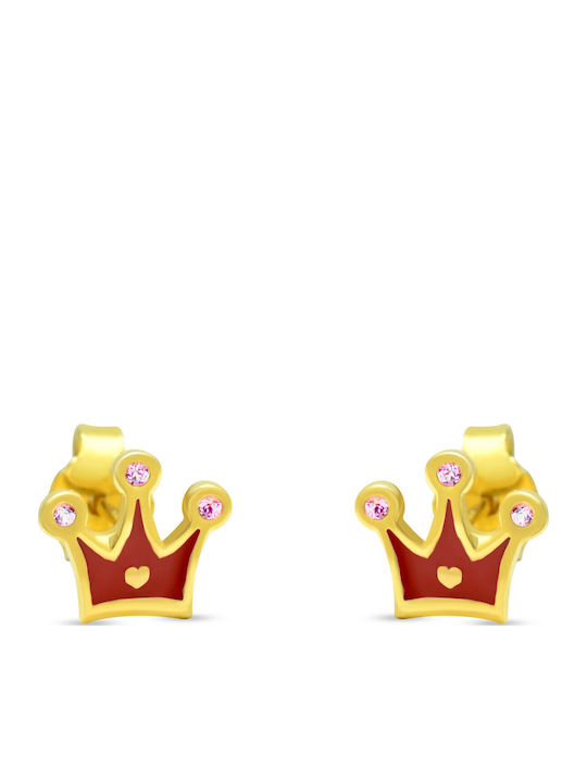 Goldjewels Επιχρυσωμένα Παιδικά Σκουλαρίκια Καρφωτά με Πέτρες από Ασήμι