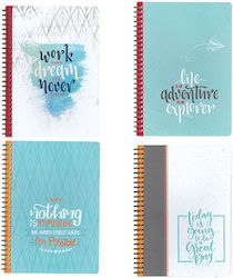 Next Spiral Notebook Ruled B5 70 Sheets 2 Subjects Motivation 1pcs (Μiscellaneous Designs/Colors)