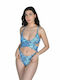 One-Piece Swimsuit with Cutouts Animal Print Multicolor