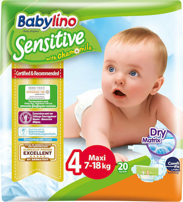 Babylino Scutece cu bandă adezivă Chamomile Sensitive Nr. 4 pentru 8-13 kgkg 20buc