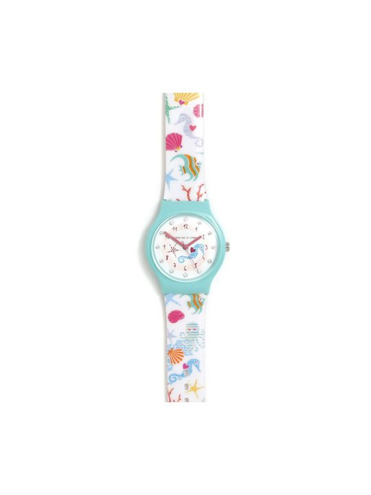 Agatha Ruiz De La Prada Kinder Analoguhr mit Kautschuk/Plastik Armband Weiß