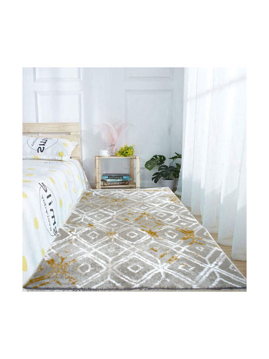 Το μεγάλο παζάρι Modern Bedroom Rugs Set Grey-Yellow TMP-2275 3pcs