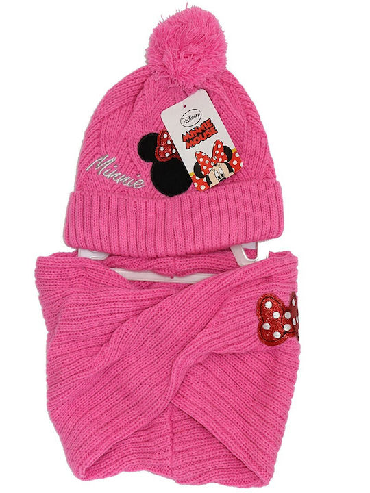 Minnie Mouse Kinder Mütze Set Gestrickt Rosa