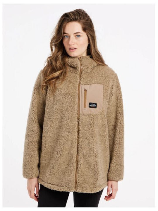 Protest Lungă Fleece - Polar Jachetă de damă cu Fermoar Bamboobeige.