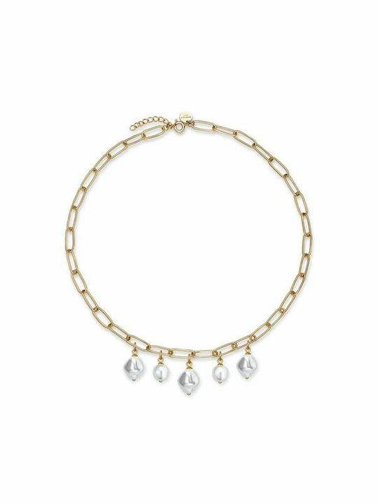 Rosefield Bracelet Chain made of Steel Gold Plated with Pearls