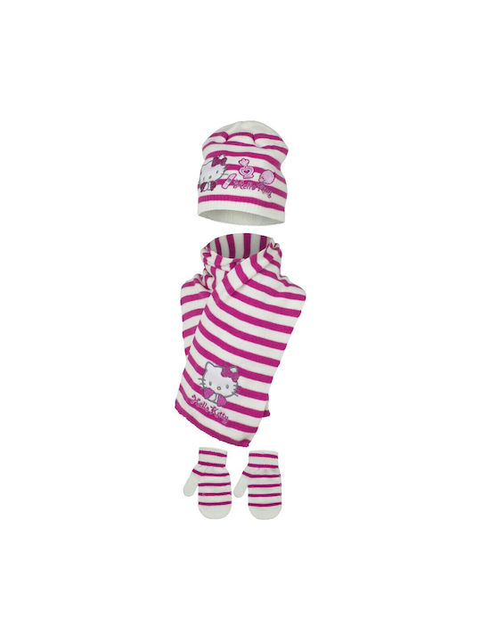 Sanrio Kids Beanie Set with Scarf & Gloves Knitted White