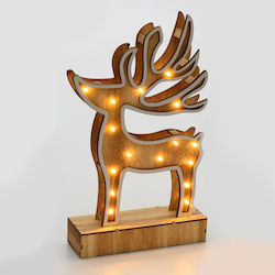 Aca Illuminated Christmas Wooden Figure Reindeer White Battery 33x19x6cm. Outdoor Use