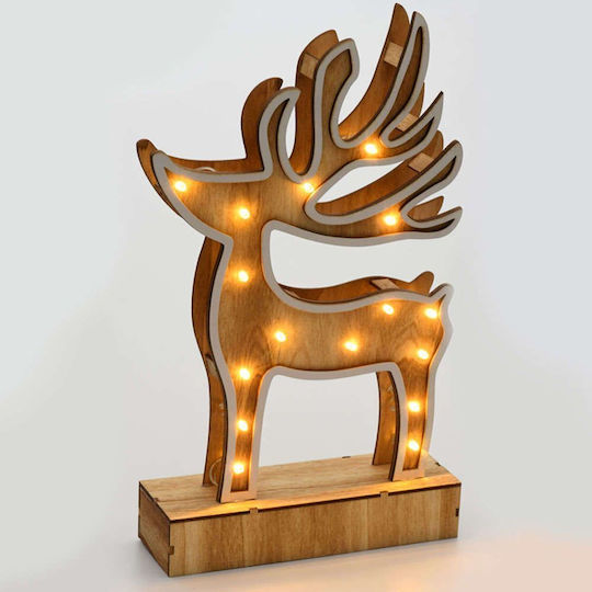 Aca Illuminated Christmas Wooden Figure Reindeer Brown Height 33cm Wooden Reindeer Decor Lights