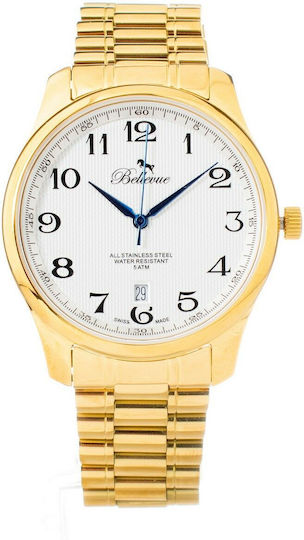 Bellevue Orologio Da Uomo E.55, Cassa In Metallo Grigio Da 40 Mm, Bracciale In Metallo Grigio, Quadrante Grigio, Movimento Al Quarzo, Vetro Minerale, Impermeabile 3 ATM, Chiusura A Farfalla