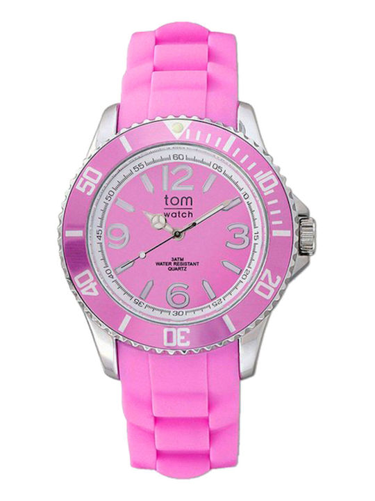 Unisex Men's Watch 44mm Battery with Pink Rubber Strap