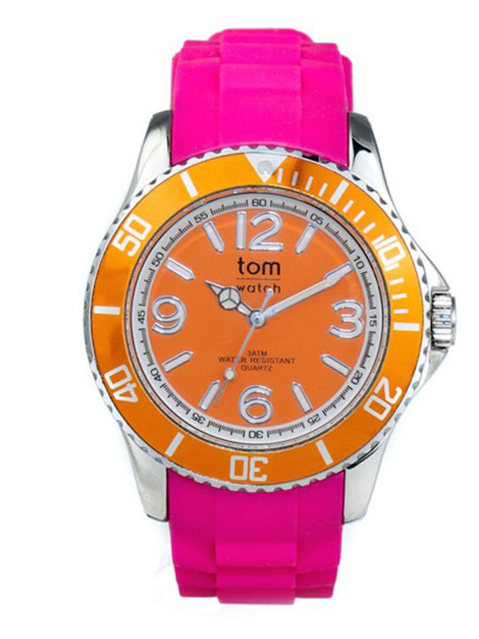 Unisex Men's Watch 44mm Battery with Pink Rubber Strap