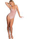 Lingerie Spaghetti Strap String Bodysuit Agimin with Mesh & Lace Pink / Pink