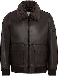 Camel Active Men's Winter Leather Jacket COFFEE DROPS
