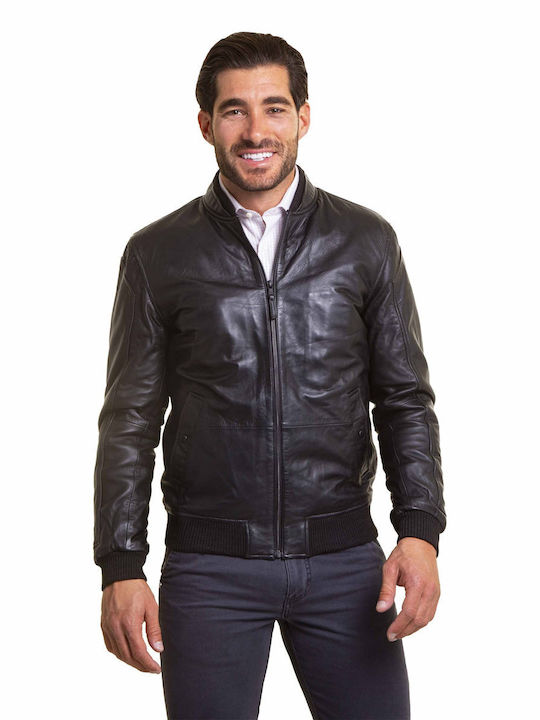 The Bostonians Men's Winter Leather Jacket Black