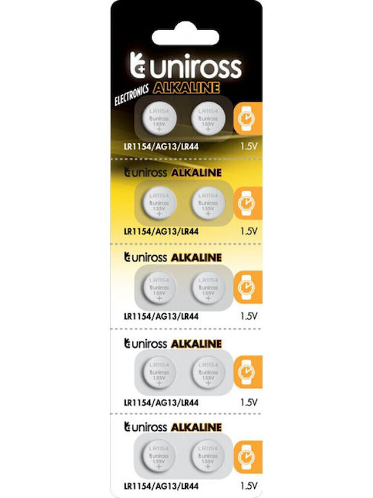Uniross AG13 Baterii alcaline Baterii de ceas pentru ceasuri LR44 1.5V 10buc