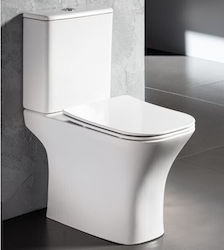 Bianco Ceramica Delia Toaletă de podea Sifon Inferior Fără margine cu sistem de descărcare cu Capac Închidere lentă Albă Bianco Ceramica Delia Toaletă de podea Sifon Inferior Fără margine cu sistem de descărcare cu Capac Închidere lentă Albă